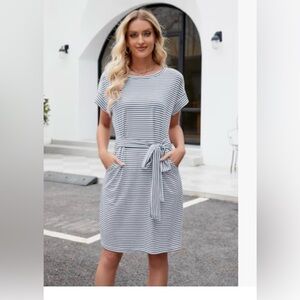 Merokeety Women's Tie Waist Midi Dress